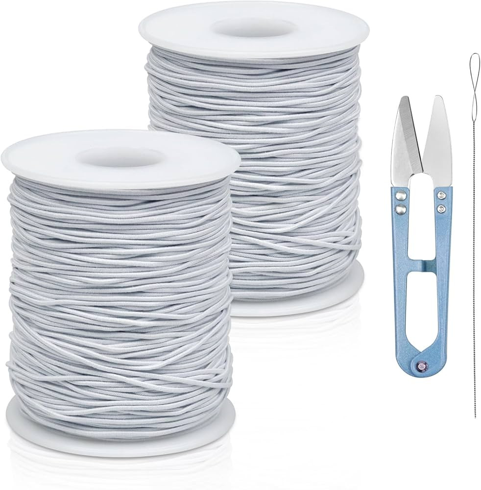 2 Rolls FIVEIZERO White Elastic Bracelet String Total 330 Feet,1mm,1.2mm,1.5mm Elastic Cord for B... | Amazon (US)