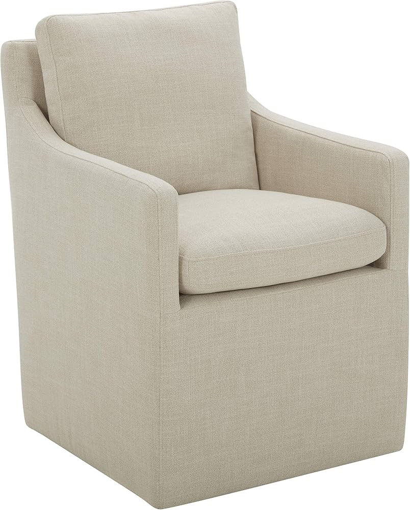 Amazon Brand – Stone & Beam Vivianne Modern Upholstered Dining Chair with Casters, 24.4"W, Line... | Amazon (US)