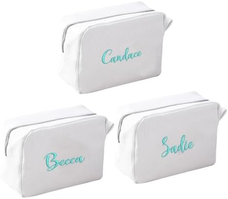 GOPHIE Personalized Embroidered Makeup Bag,Custom Waffle Fabric Cosmetic Pouch for Women, Travel ... | Amazon (US)