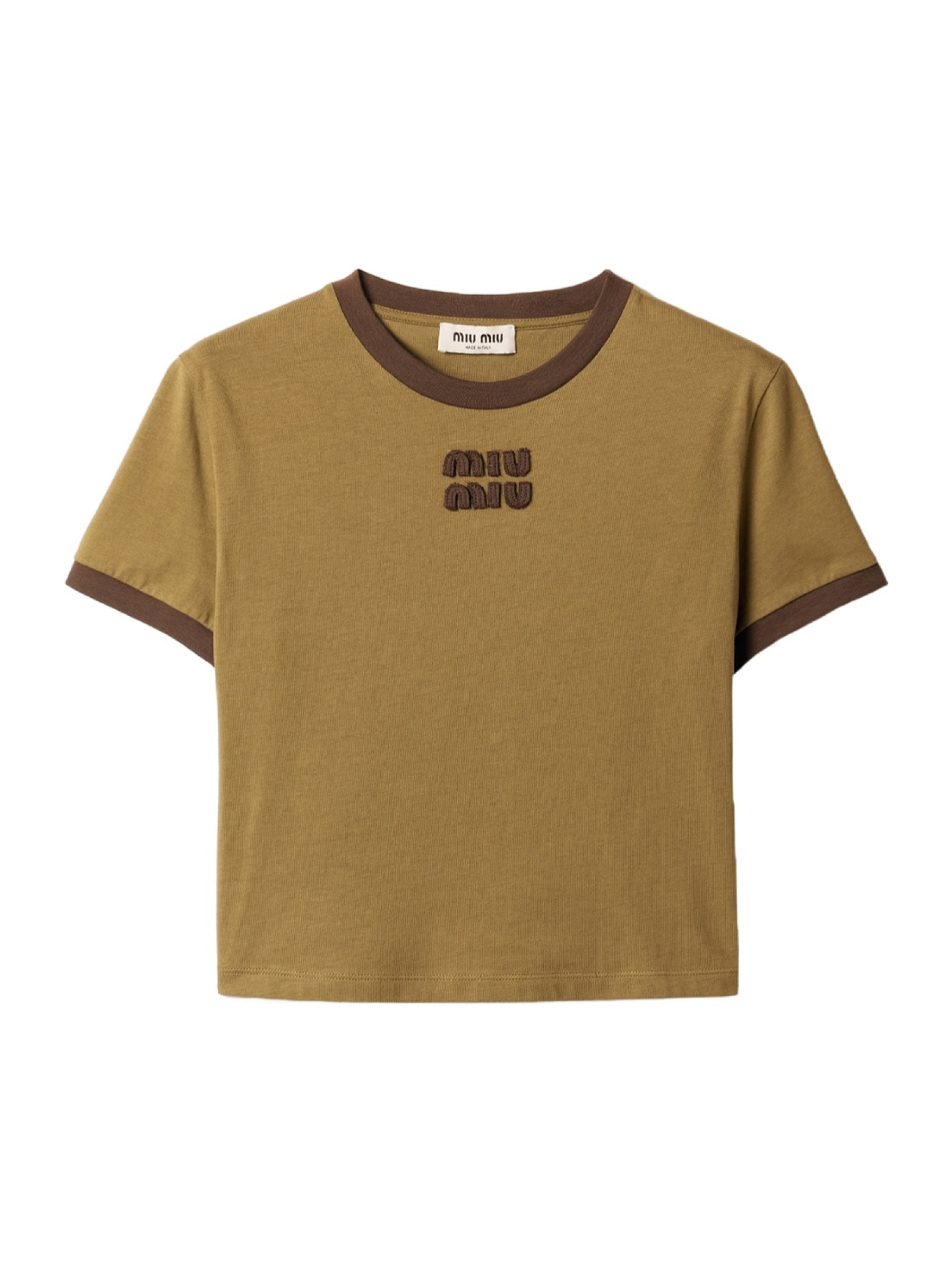 Miu Miu Crewneck Cropped T-Shirt | Senser US