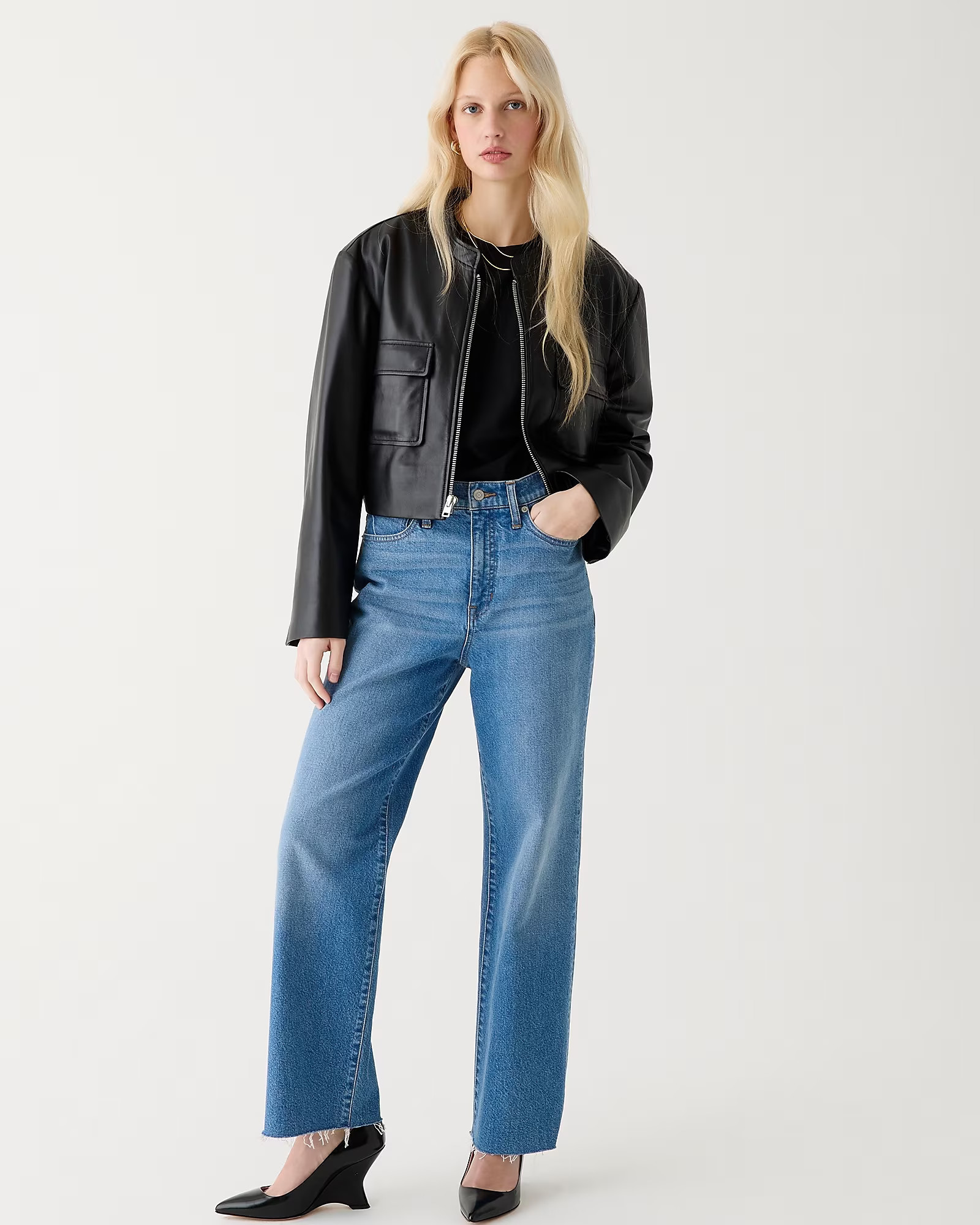 Slim wide-leg jean in Lakeshore wash | J. Crew US