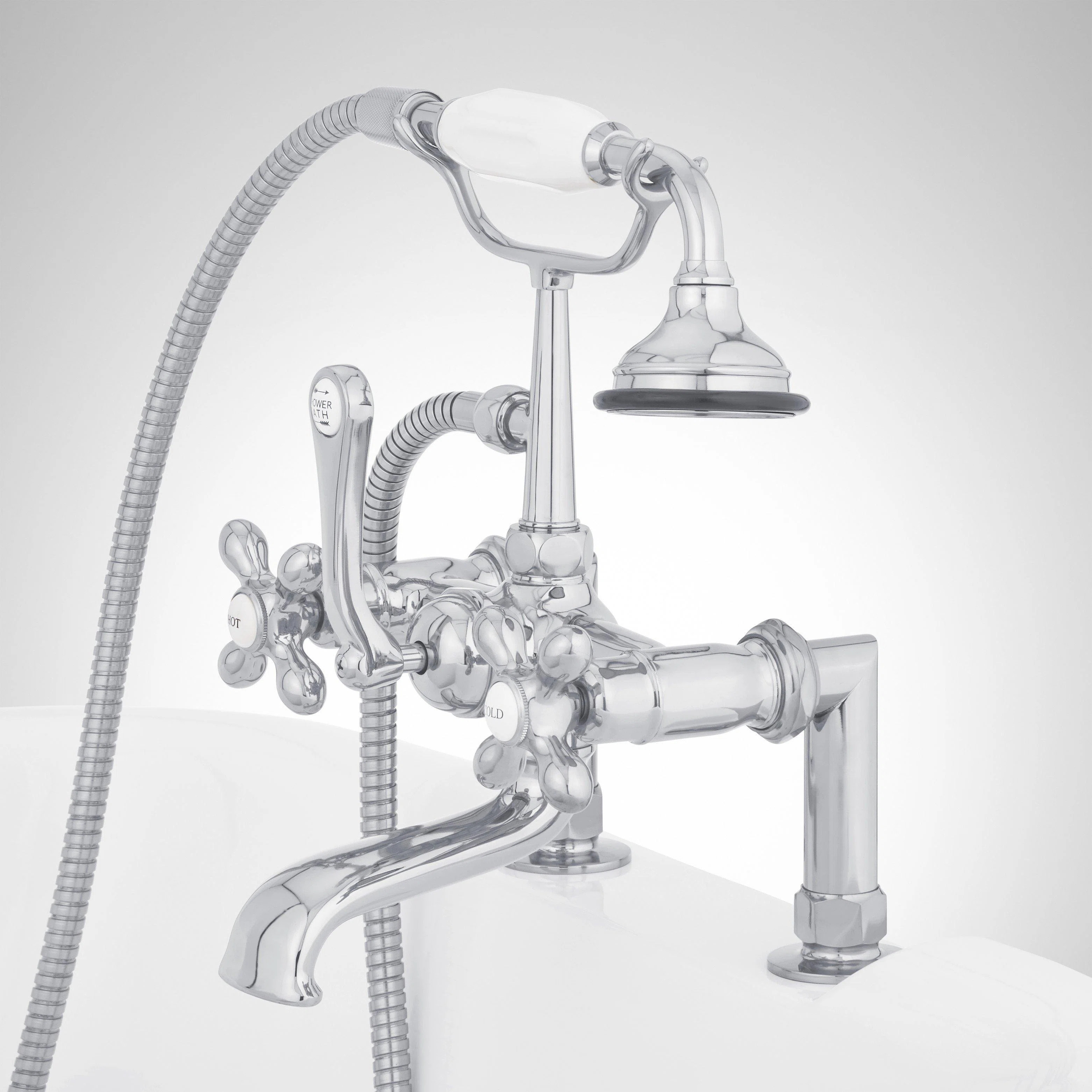 Telephone Style Deck Mounted Roman Tub Faucet with Cross Handles 419393 | Wayfair North America