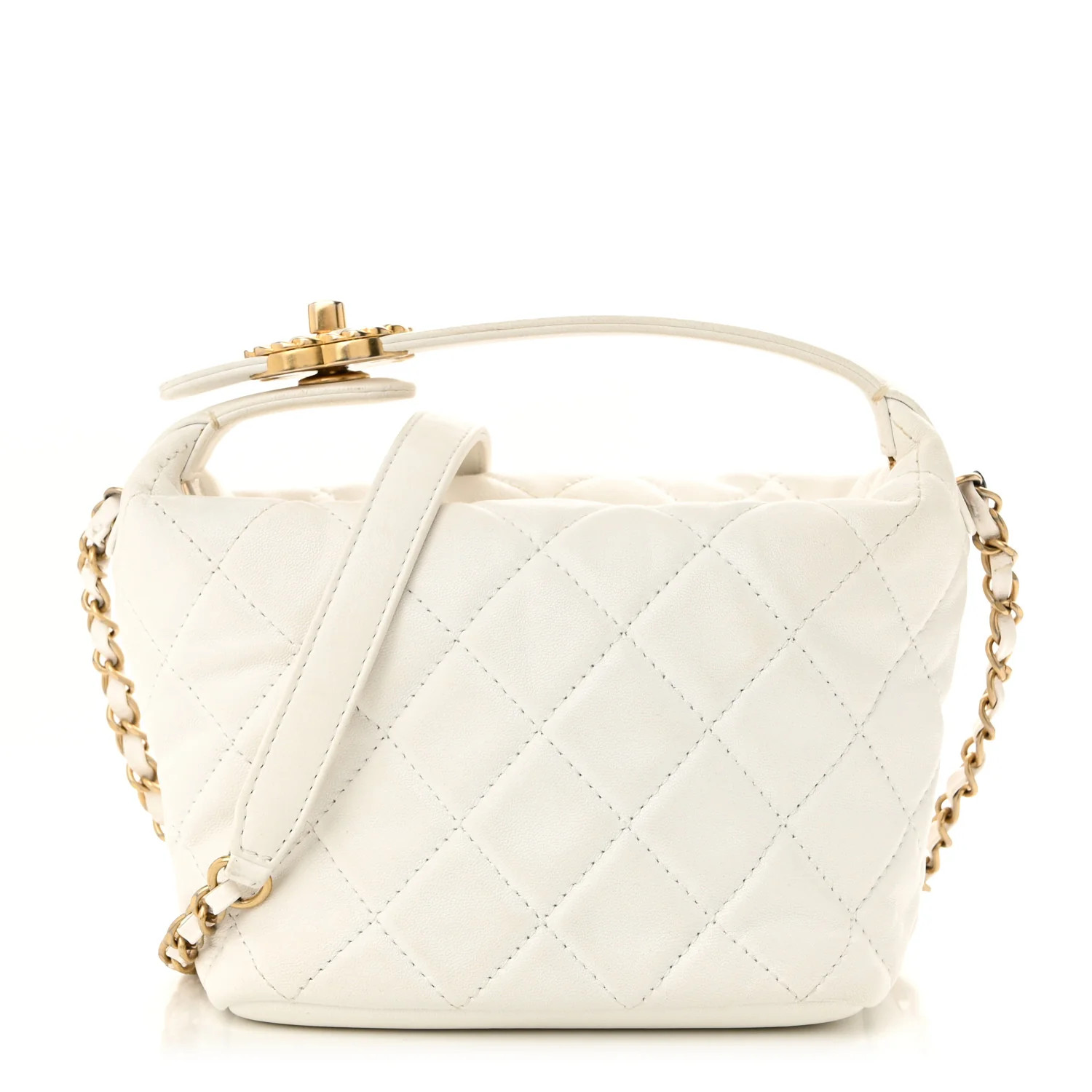 Lambskin Quilted Small Perfect Meeting Hobo White | FASHIONPHILE (US)