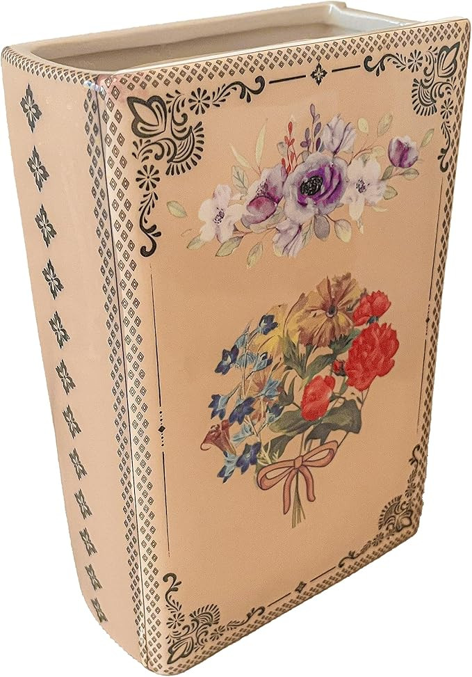 Ceramic Book Vase for Flowers, Vintage Book Vases, Cute Bookshelf Decor for Book Lovers, Unique F... | Amazon (US)