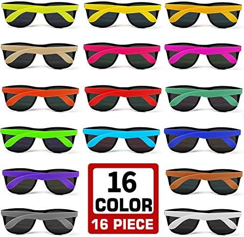 16 Colors Neon Party Sunglasses 16 Pack with Dark Lenses, 80’s Style Perfect Colorful Novelty S... | Amazon (US)