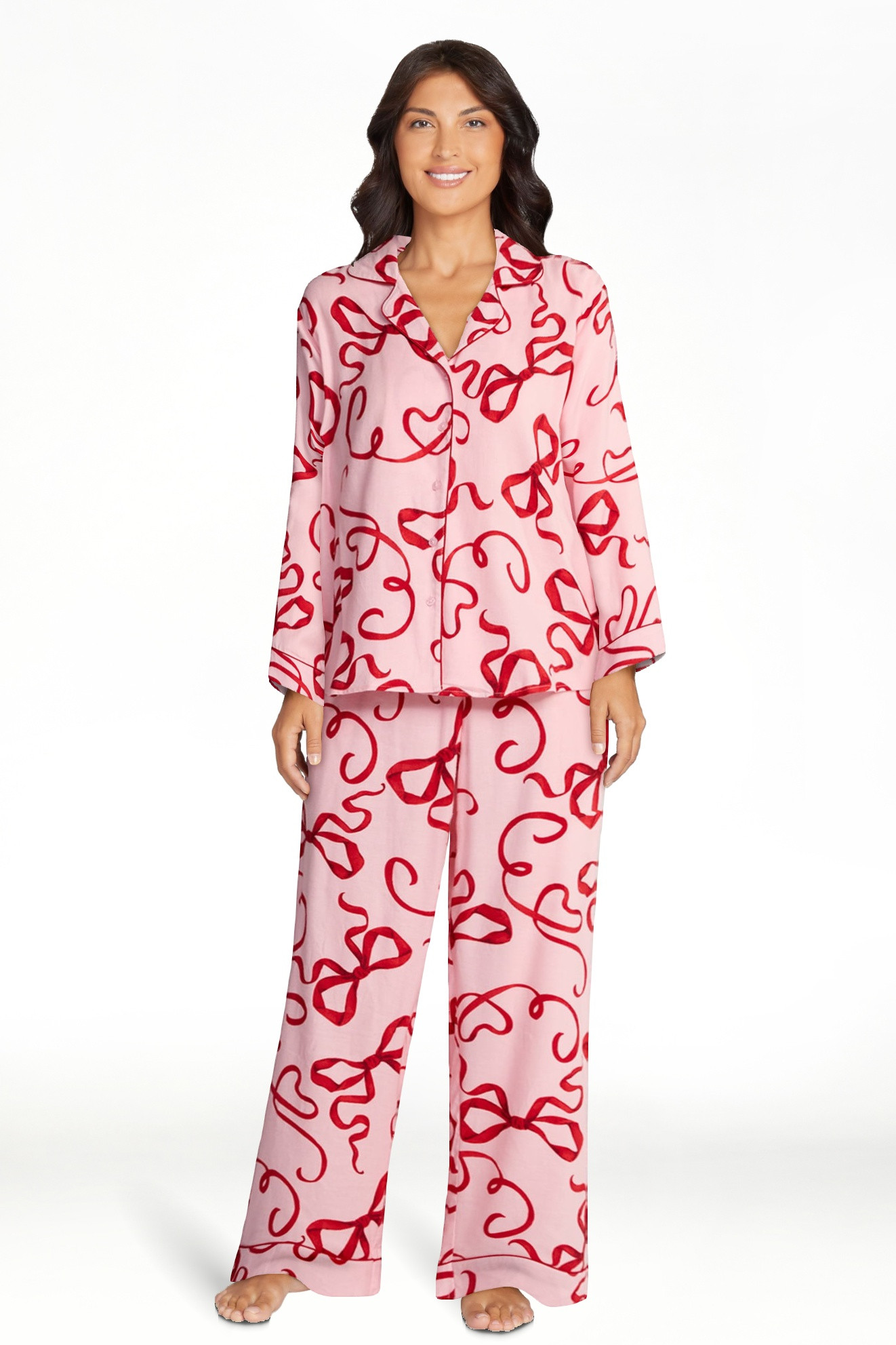 Joyspun Women's Long Sleeve Flannel Sleep Top and Pants Pajama Set, 2-Piece, Sizes XS-3X | Walmart (US)