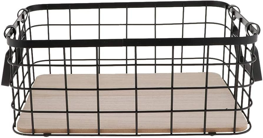 Metal Storage Basket Organizer Bin with Handles for Kitchen, Bathroom, Office, Closet | Amazon (US)