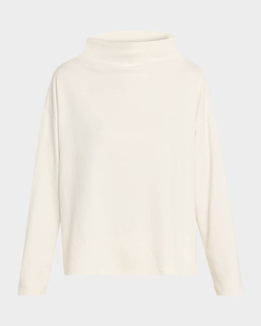 Missy Waffle-Knit Funnel-Neck Sweater | Neiman Marcus