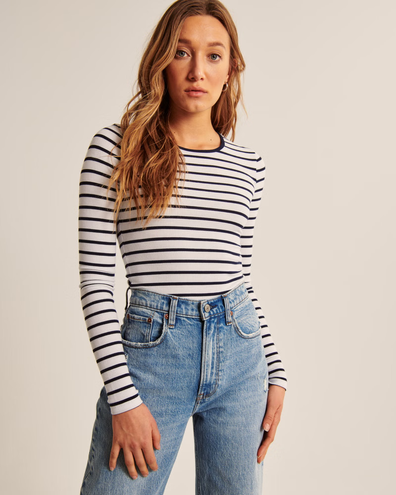 Women's Long-Sleeve Featherweight Rib Top | Women's Tops | Abercrombie.com | Abercrombie & Fitch (US)
