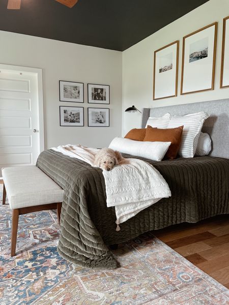 Master bedroom decor, master bedroom design, home decor, master bedding, rug, bedroom rug, wall frames

#LTKhome #LTKfamily
