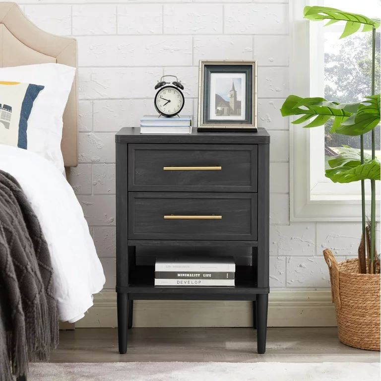 Better Homes & Gardens Oaklee 2 Drawer Nightstand for bedroom ,Charcoal Finish - Walmart.com | Walmart (US)