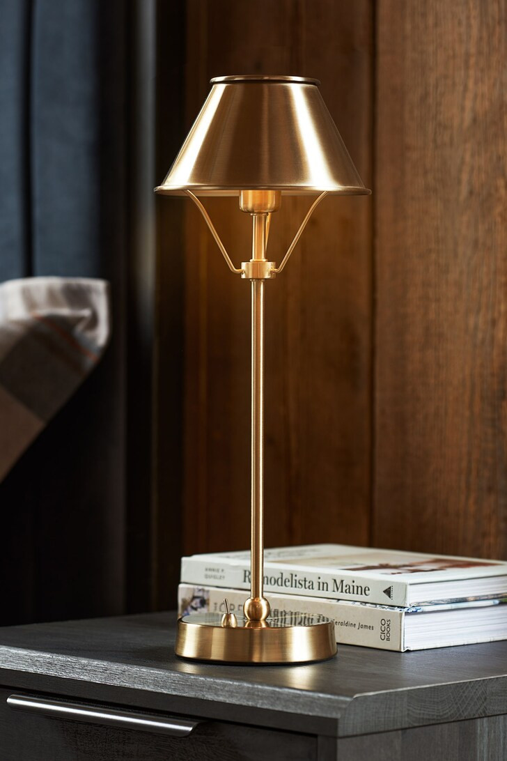 Brass Hector Rechargeable Battery Large Operated Table Lamp | Lipsy