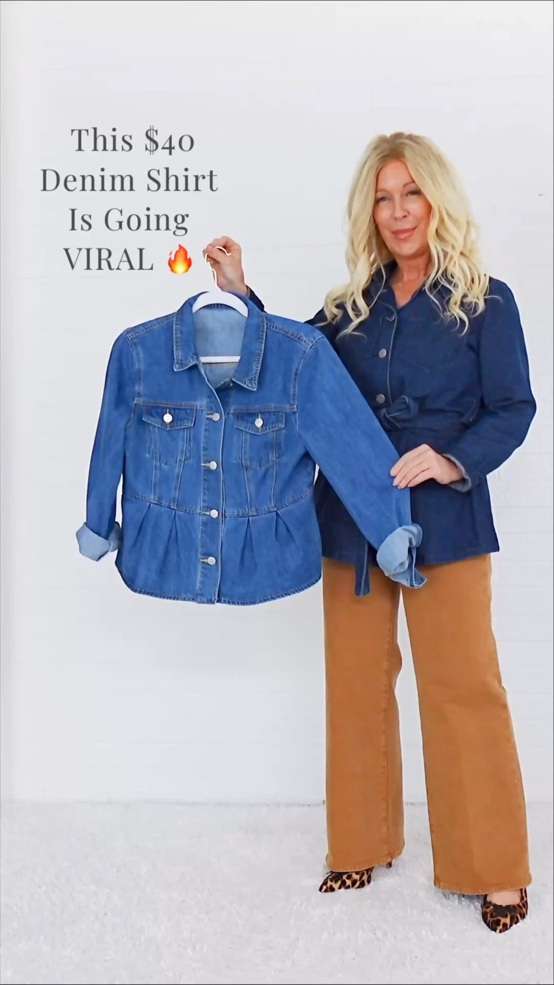 Comment SHIRT if you love these looks!👇

This $40 denim shirt is going viral—and I can see why. 🍂

It takes the classic denim trucker look and gives it a modern, feminine update with that flattering peplum shape.

It feels current for Fall 2026 without trying too hard.

And at only $40, this is one of those affordable fall finds I expect to go FAST. 🛍️

Valarie ☕️🍂
52yo | 5’0” | generally wear size 2

I earn commission from these links.

#fallfashion #falloutfits #womenover40 #womenover50 #womenover60

Fall outfits, fall fashion, denim shirt, denim jacket, fall jackets, women over 40, women over 50, women over 60, midlife fashion, petite fashion, affordable fall fashion, fall fashion 2026, modern fall style

#LTKSeasonal #LTKOver40 #LTKPetite
