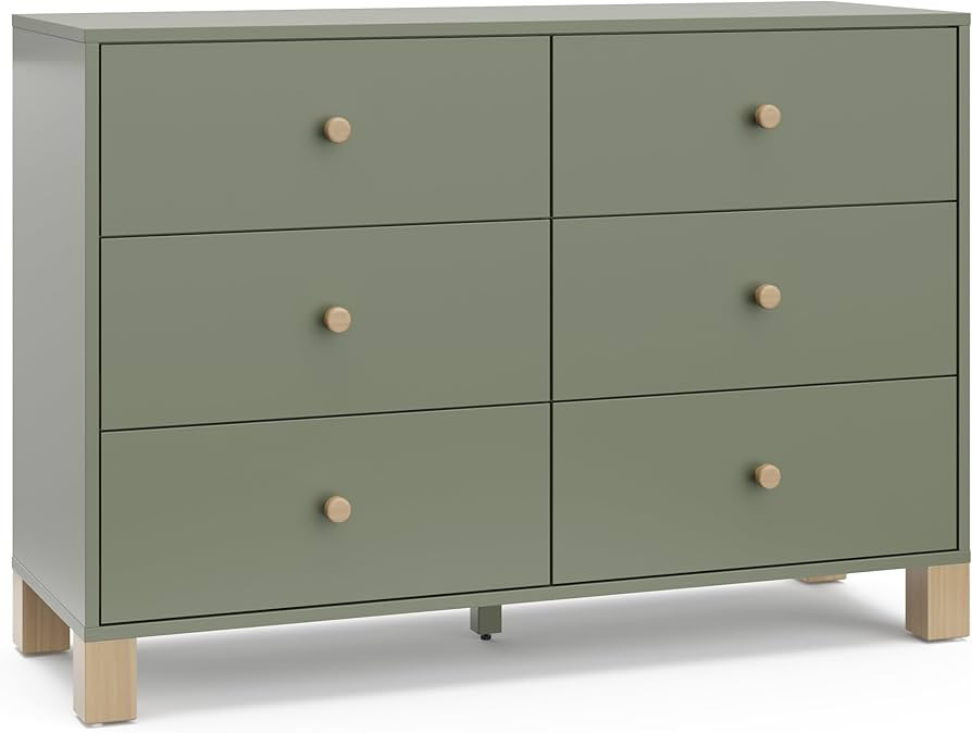 Storkcraft California 6-Drawer Double Dresser (Olive with Driftwood) - GREENGUARD Gold Certified,... | Amazon (US)