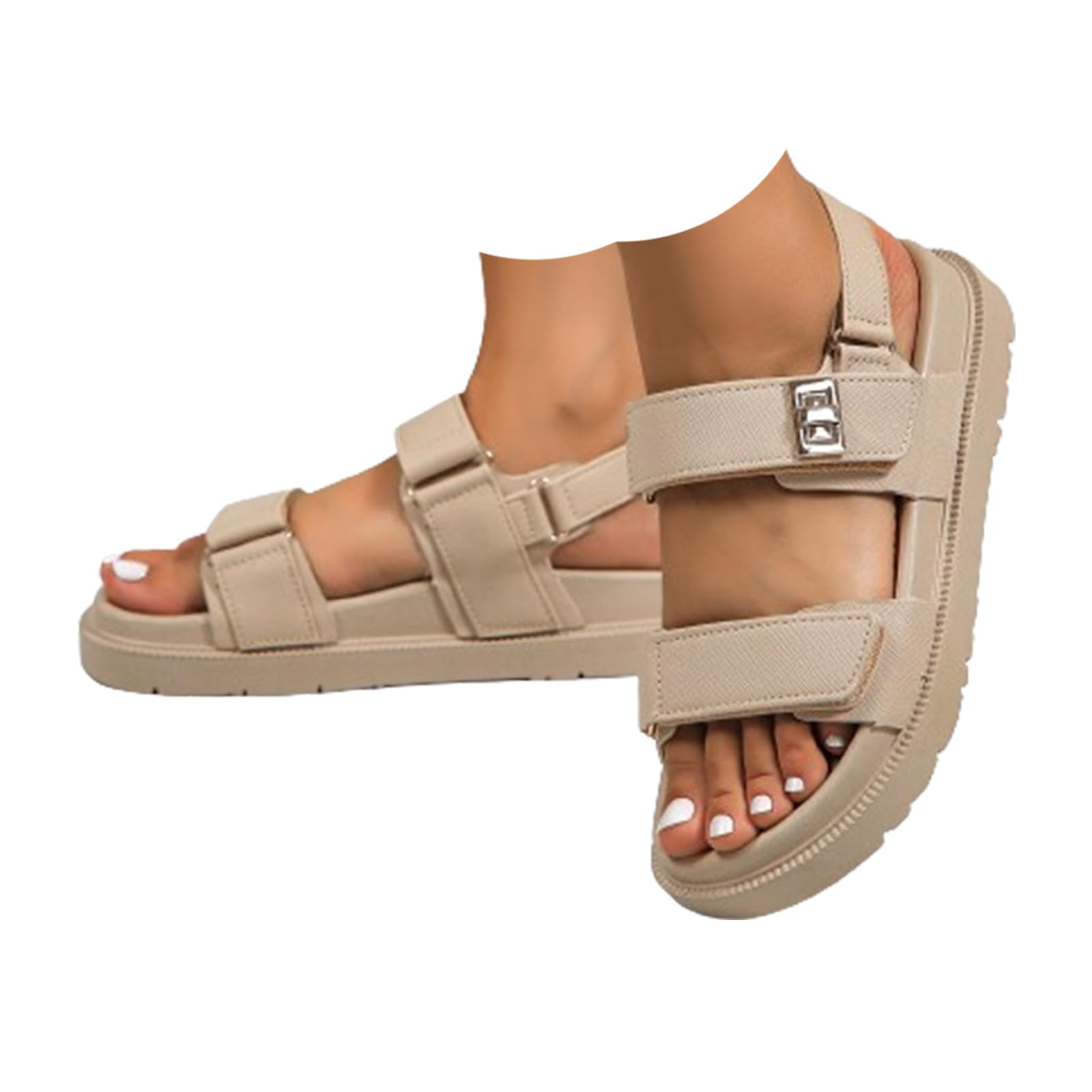 Women's Platform Sandals,Double Straps Adjustable Sandals,Comfortable Open Toe Summer Sandals Fas... | Amazon (US)