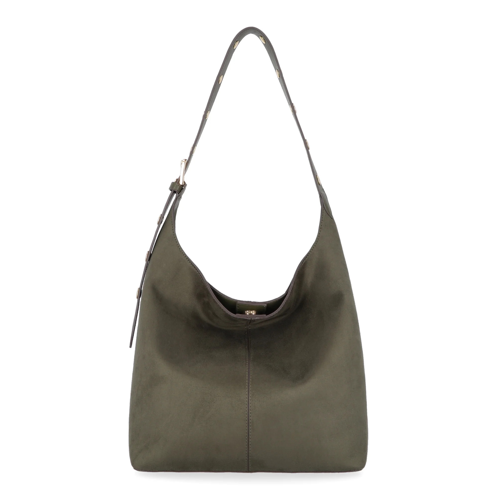 Time and Tru Women's Shively Faux Suede Bucket Handbag, Dark Olive | Walmart (US)