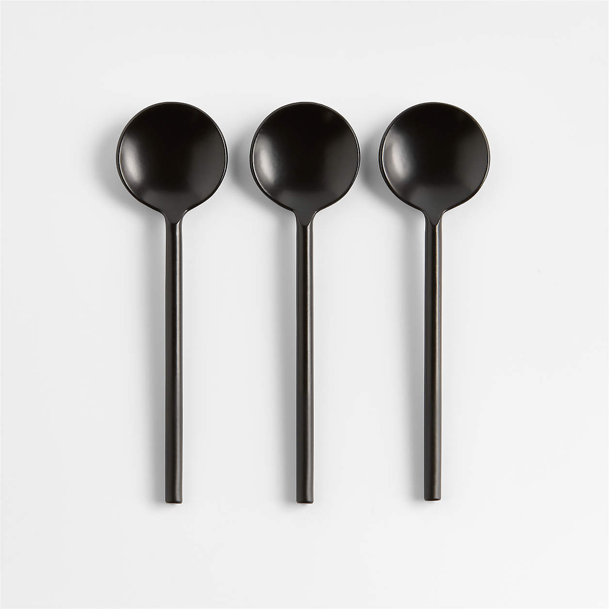 Black Metal Mini Appetizer Spoons, Set of 3 + Reviews | Crate & Barrel | Crate & Barrel
