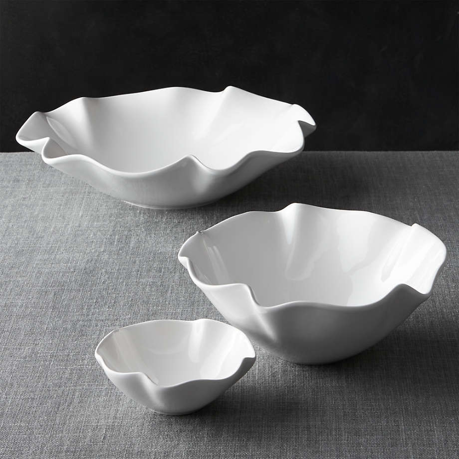 White Ruffle 15" Large Bowl + Reviews | Crate & Barrel | Crate & Barrel