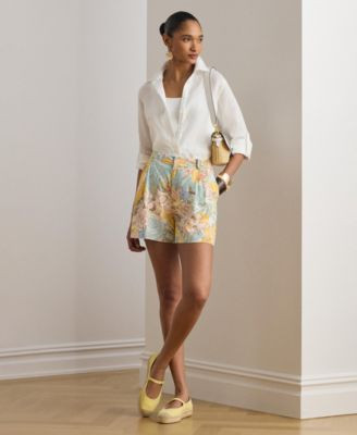 Lauren Ralph Lauren Womens High Rise Floral Pleated Shorts | Macy's