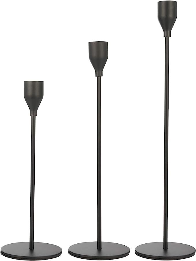Anndason Set of 3 Black Candlestick Holders Black Candle Holder Taper Candle Holders Candle Holde... | Amazon (UK)