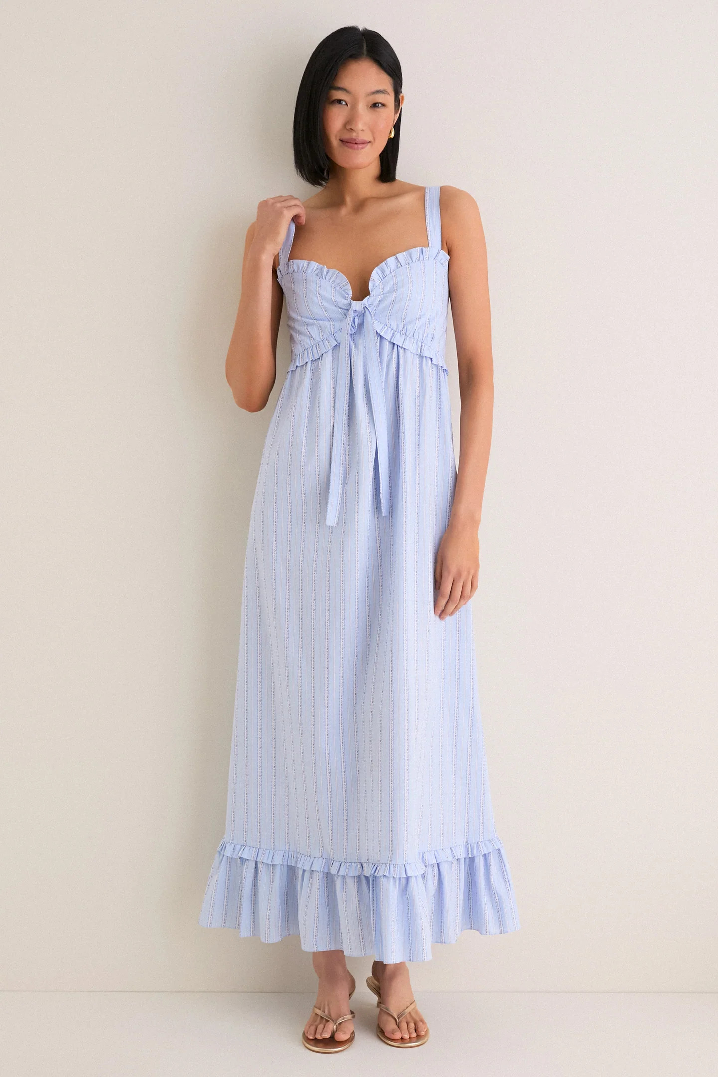 Sky Blue Striped Ruffle Maxi Dress | Tuckernuck (US)