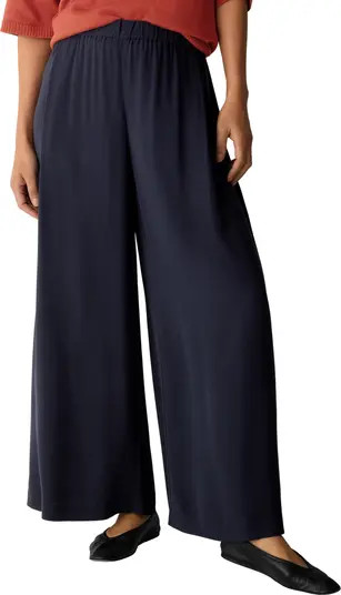 Eileen Fisher Pull-On Satin Wide Leg Pants | Nordstrom | Nordstrom