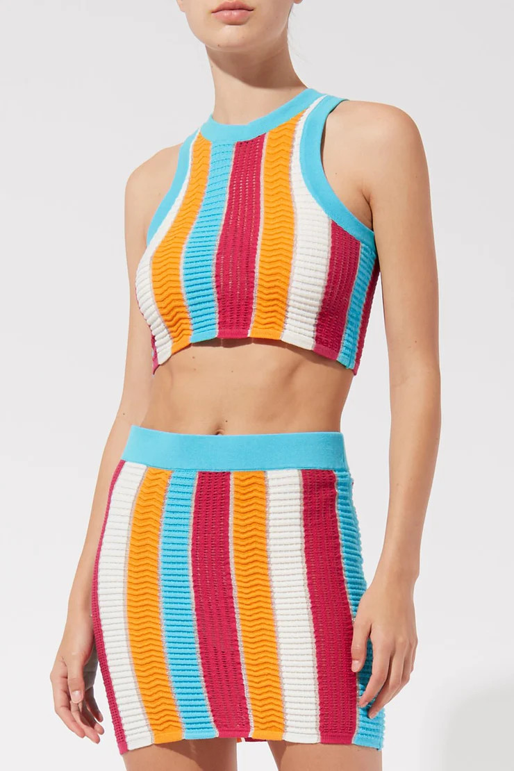 The Carson Tank Multi Textured Stripe | Solid & Striped