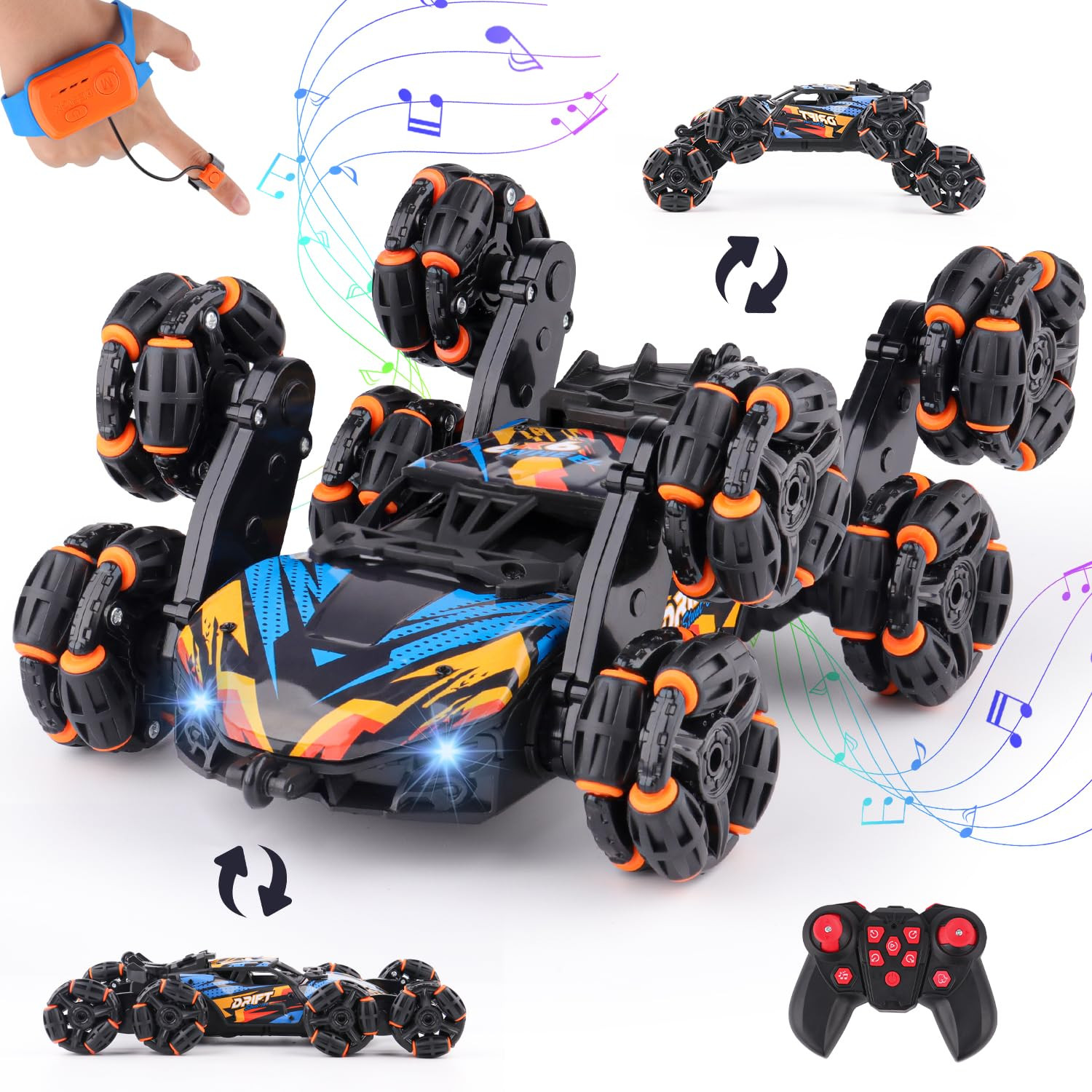 Cool 8 Wheels Hand Controlled rc Stunt Car Toys, Gesture Sensing Remote Control Cars for Boys Age... | Amazon (US)