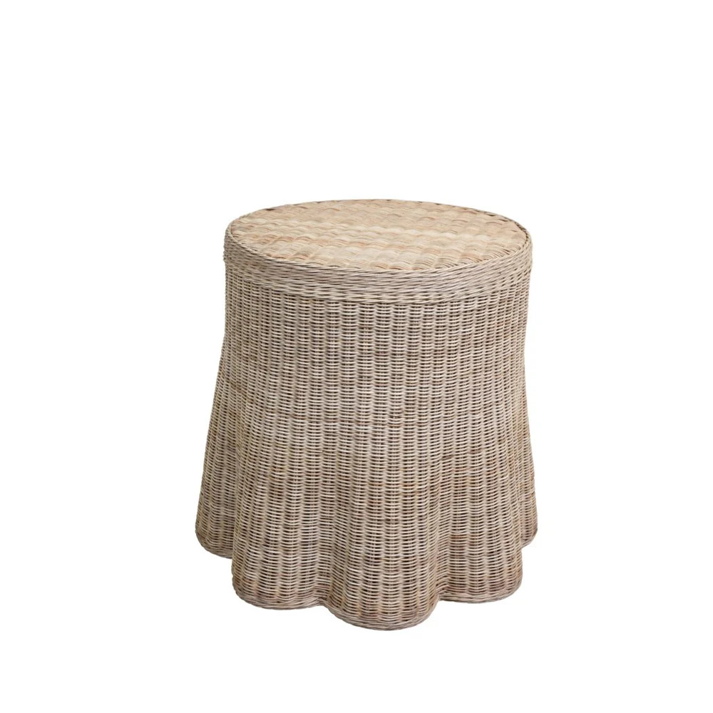 Wicker Scallop Round Side Table | Paloma & Co.