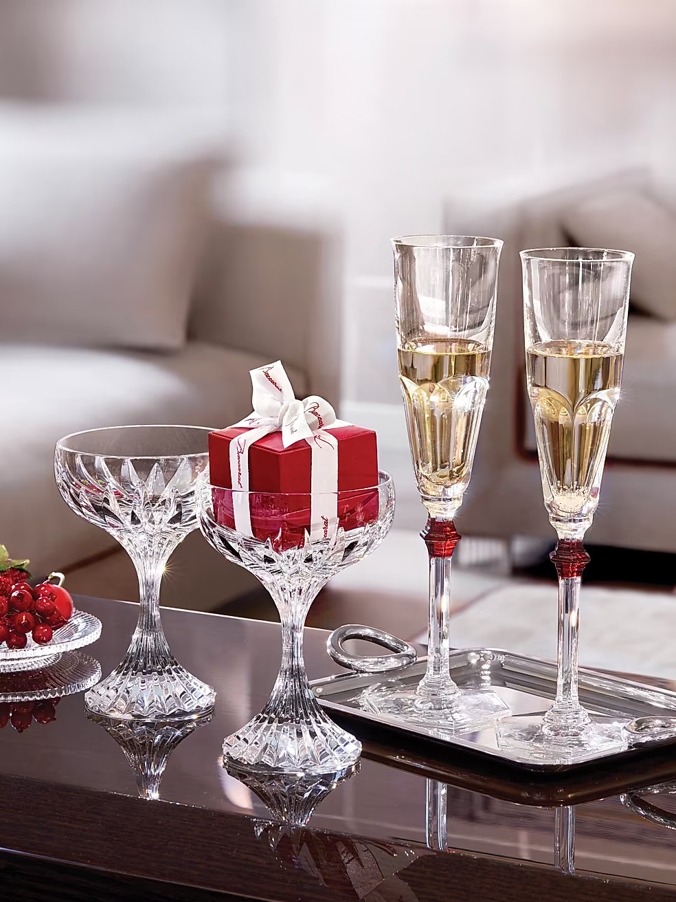 Baccarat Harcourt Eve Red Knob Flute 2-Piece Set | Saks Fifth Avenue