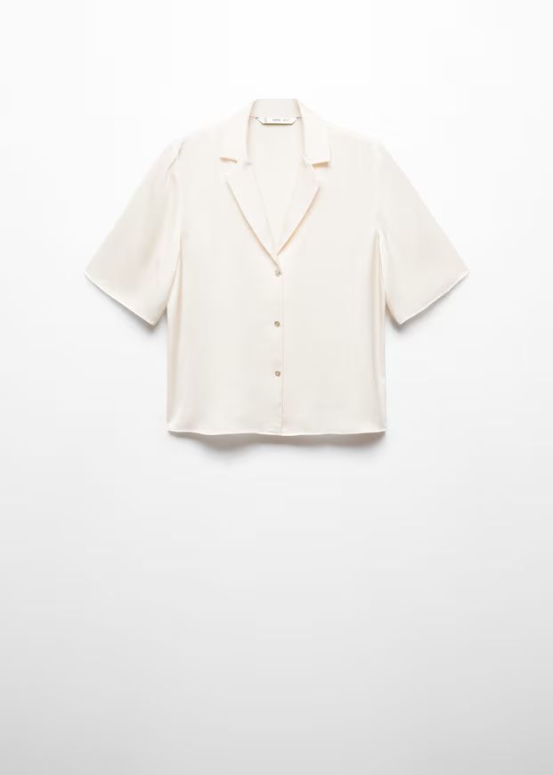 Short-sleeved satin shirt -  Women | Mango USA | MANGO (US)