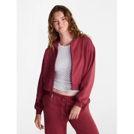 No Boundaries Boxy Zip Up Hoodie, Women's XXS-XXL | Walmart (US)