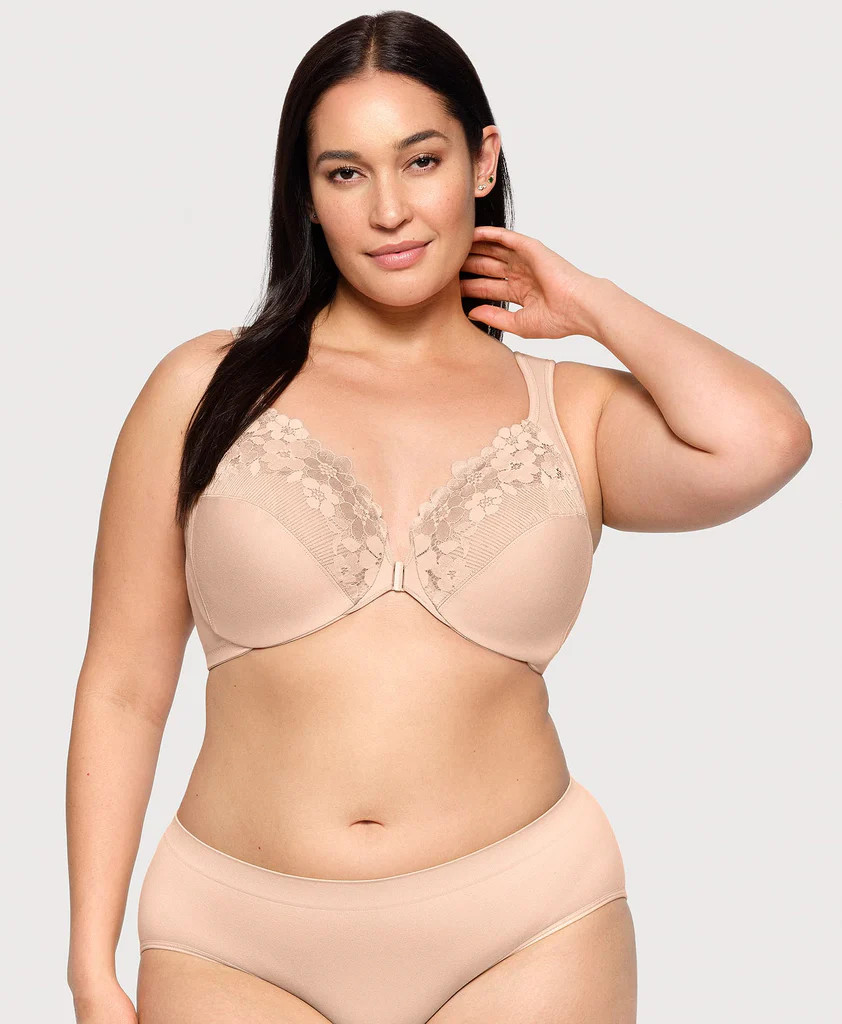 Front-Closure Cotton WonderWire Bra Cafe | Glamorise Foundations