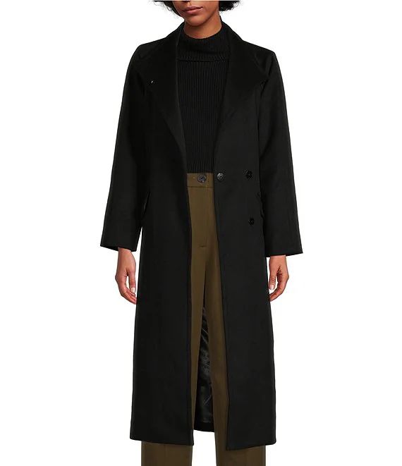 Lydia Wool Blend Collared Neck Long Sleeve Belted Wrap Coat | Dillard's