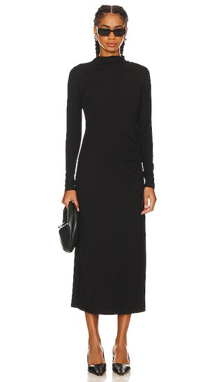 Vince Turtle Neck Rouched Dress in Black. - size S | Revolve Clothing (Global)