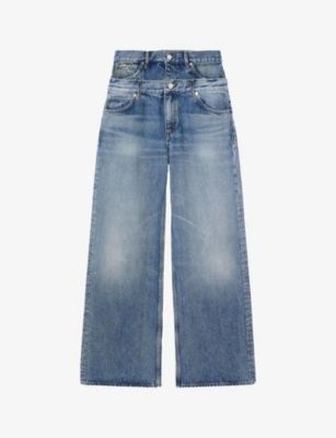 High-rise double-belted denim jeans | Selfridges