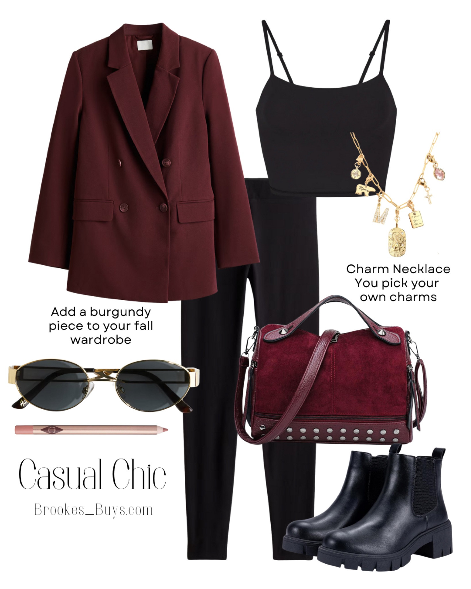 Add a burgundy piece to your fall
wardrobe for fall. Suede is also on trend for fall. I love this charm necklace you can customize  

#LTKStyleTip #LTKShoeCrush #LTKWorkwear