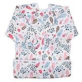 Sigzagor Baby Bib Sleeved Shirt With Pocket 1-3 years old Toddler Painting Drawing (Pink Foliage), 1 | Amazon (US)