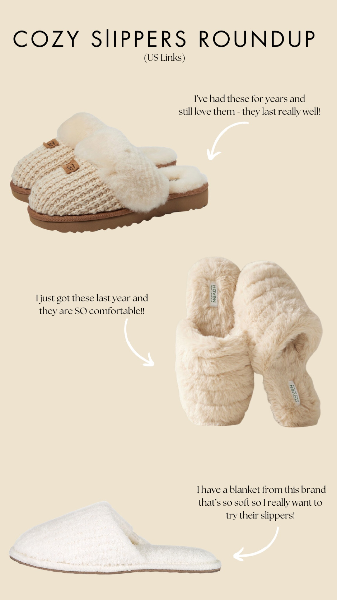 A cozy slippers roundup - my favourite pairs! 🫶🏼 (US Links) #slippers #cozyslippers