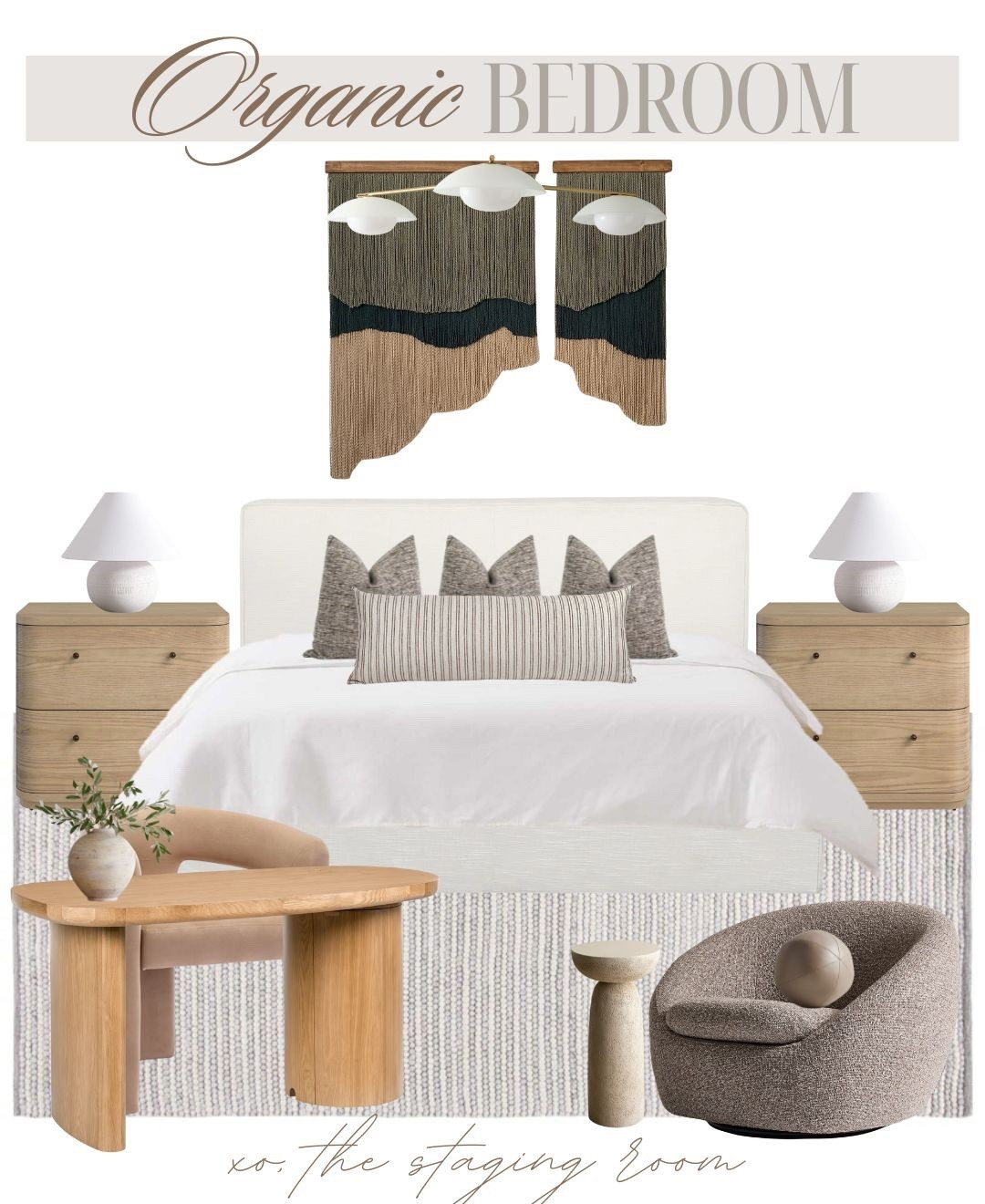 Organic modern bedroom

white bed, bedroom rug, bedroom desk, oval desk, swivel chair, lounge chair, nightstands, table lamps, side table, wall art, wall decor, bedroom style, bedroom decor, bed pillows, lumbar pillow  

 #LTKcasa

#LTKcanada #LTKsale