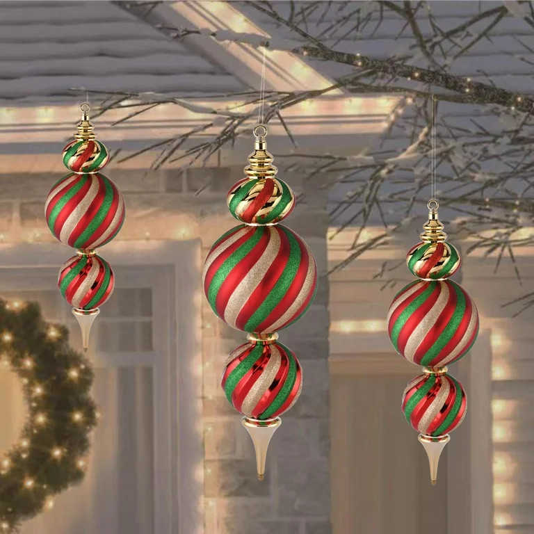 24-inch Jumbo Shatterproof Finial Christmas Ornament, Red/Green/Gold, by Holiday Time - Walmart.c... | Walmart (US)