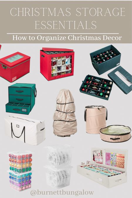 Christmas storage essentials. Everything you need to organize your Christmas decorations. 
#organziationideas #organized

Christmas organization/ ornament storage/ light storage/ Christmas tree storage/ wreath storage/ garland storage/ wrapping paper storage 

#LTKHoliday #LTKSeasonal #LTKhome