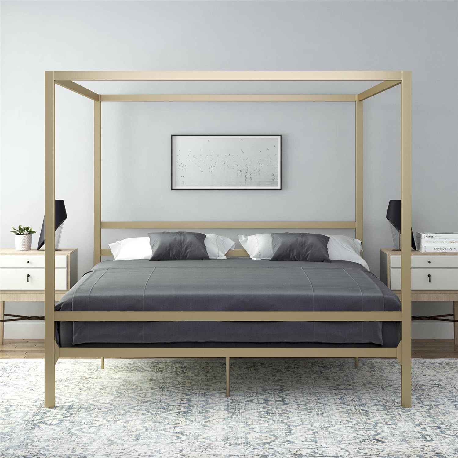 DHP Modern Metal Canopy Platform Bed with Minimalist Headboard and Four Poster Design, Underbed S... | Amazon (US)