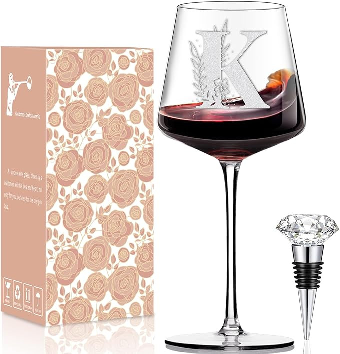 Physkoa Personalized Wine Glass-Initial Wine Glass Gifts for Women(Etched Dishwasher Safe),Custom... | Amazon (US)