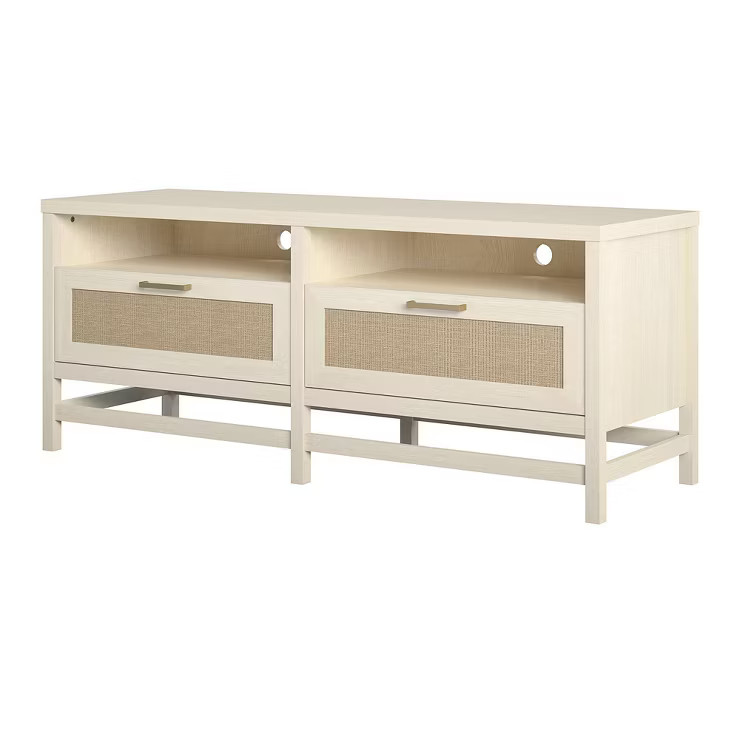 Latta TV Stand for TVs up to 60" with Faux Rattan Ivory Oak - Room & Joy | Target