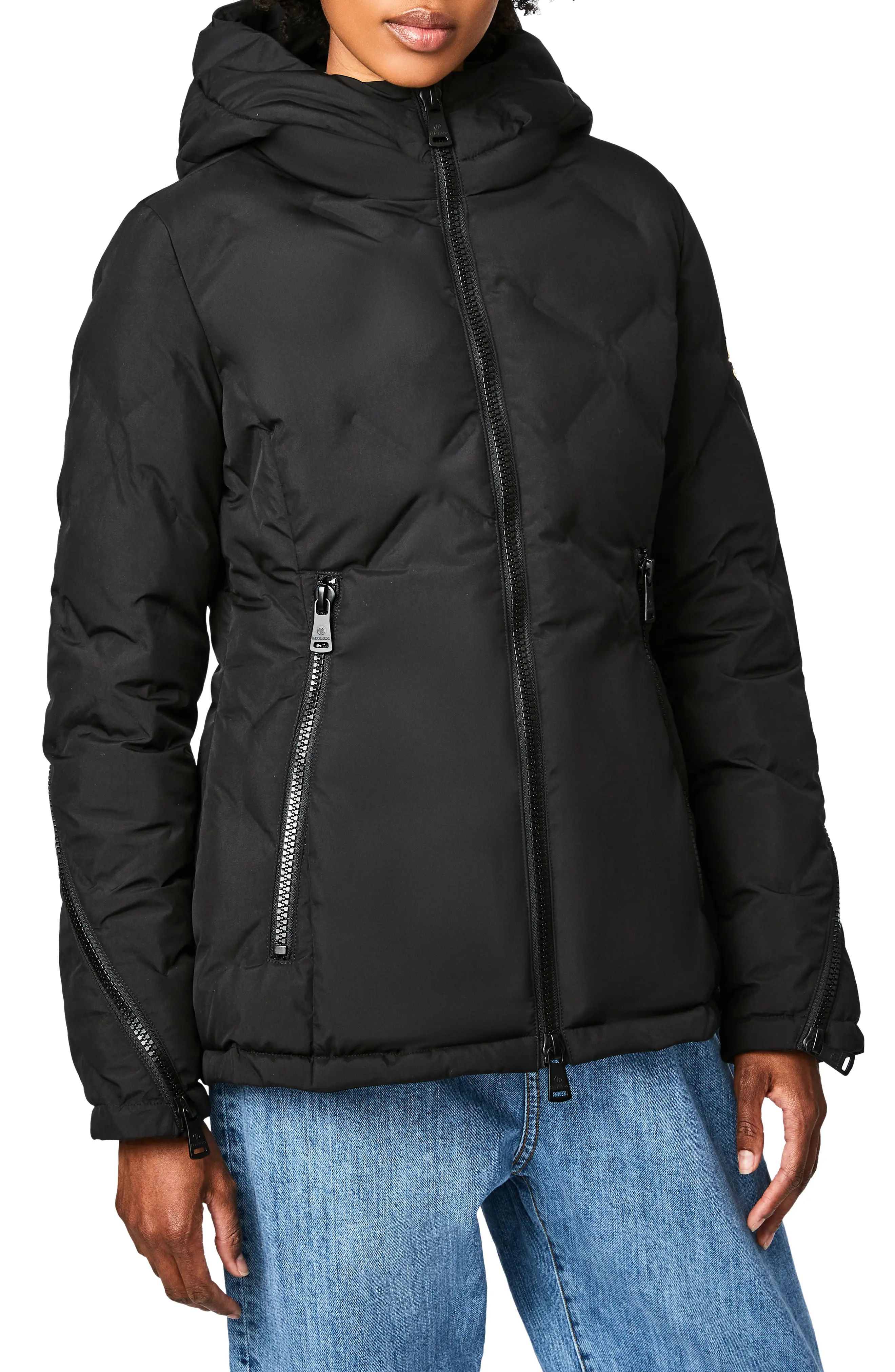 Bernardo Hooded Puffer Coat, Size Medium in Black at Nordstrom | Nordstrom