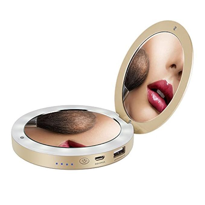 Power Bank Makeup Mirror Compact 3.6inch Portable Charger 3000mAh as Gift for Friends,Girls,Mom etc  | Amazon (US)