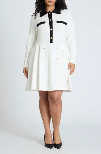 ELOQUII Collar Long Sleeve Sweater Dress | Nordstrom | Nordstrom