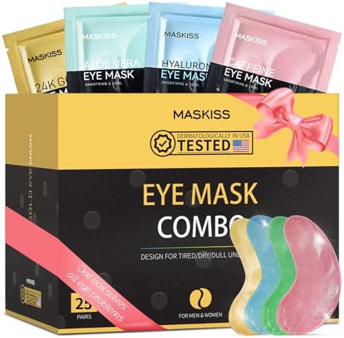Under Eye Patches(25 Pairs), 24K Gold, Caffeine, Hyaluronic Acid, Aloe Vera Eye Masks for Dark Ci... | Amazon (US)