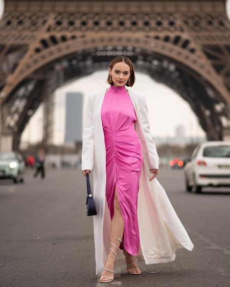 Pink dress and white coat — a perfect outfit for Paris 💖🤍 

#LTKeurope #LTKtravel #LTKFind